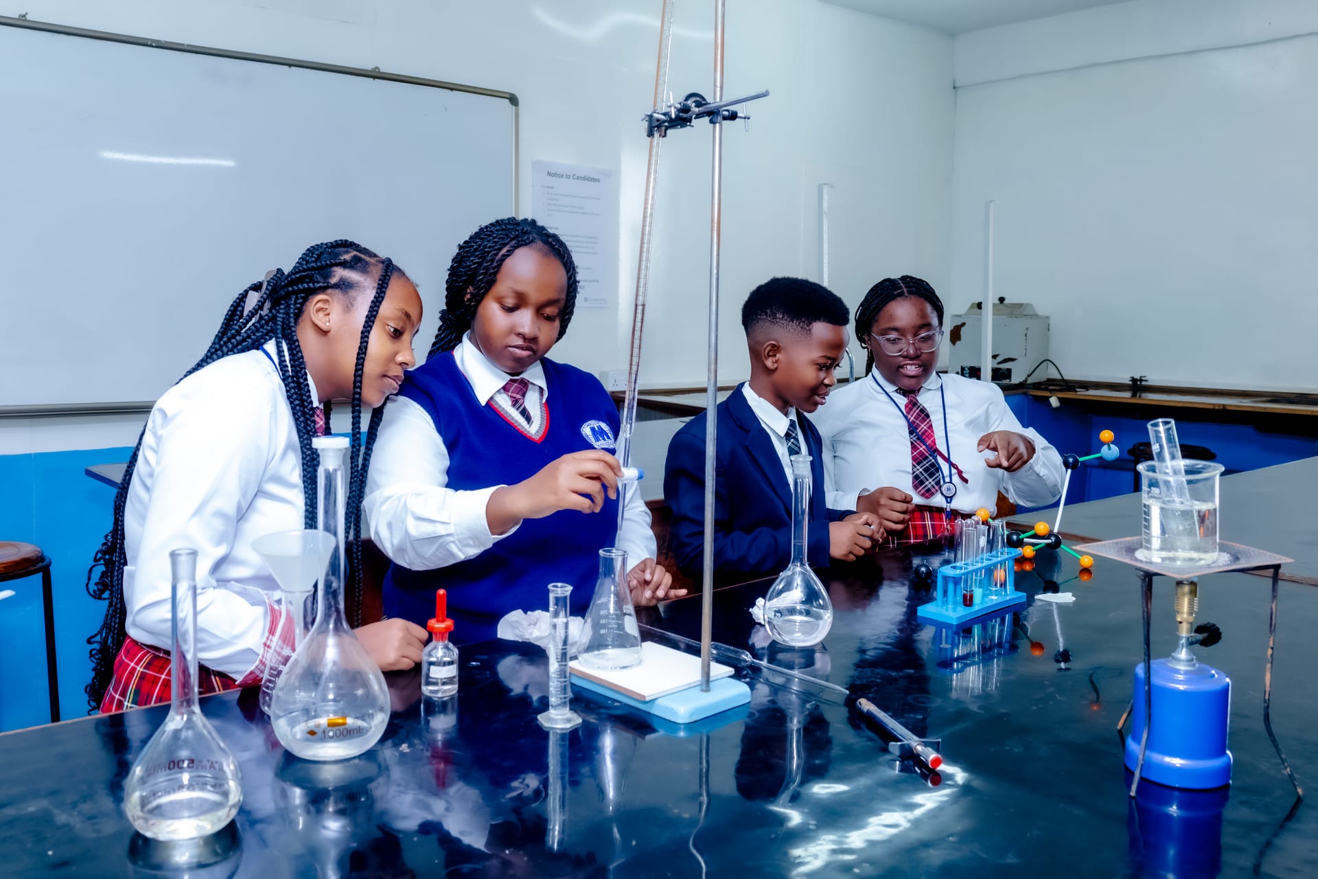 IGCSE students in chemistry lab